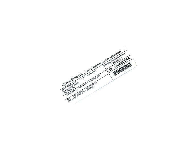 VEHICLE EMISSION LABEL