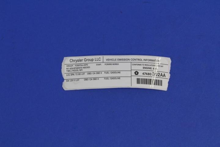 VEHICLE EMISSION LABEL