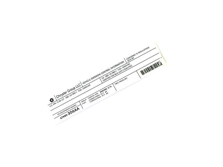 VEHICLE EMISSION LABEL