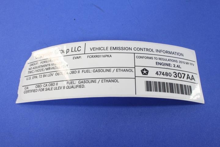 VEHICLE EMISSION LABEL