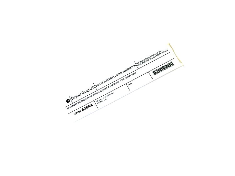 VEHICLE EMISSION LABEL