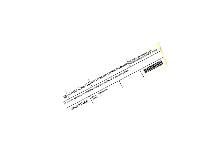 VEHICLE EMISSION LABEL