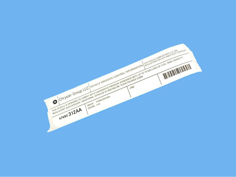 VEHICLE EMISSION LABEL