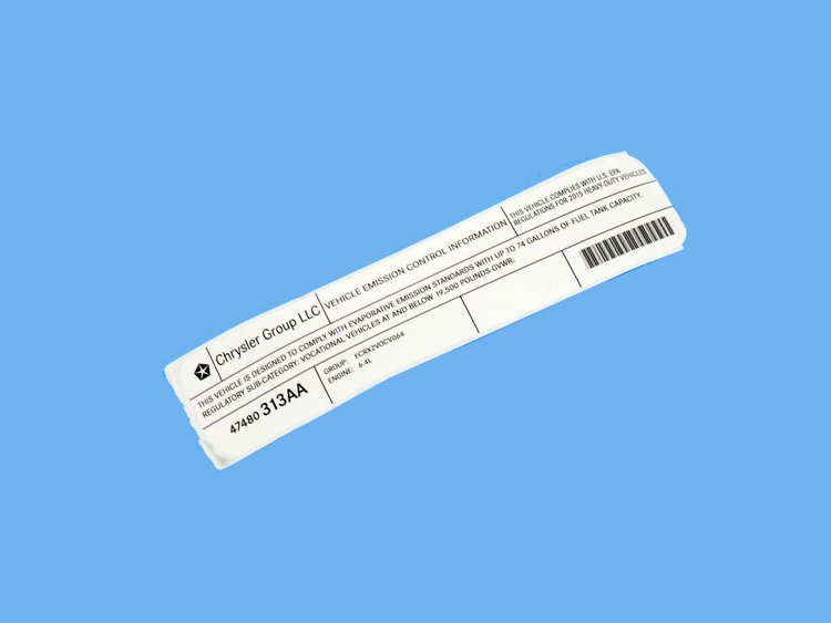 VEHICLE EMISSION LABEL