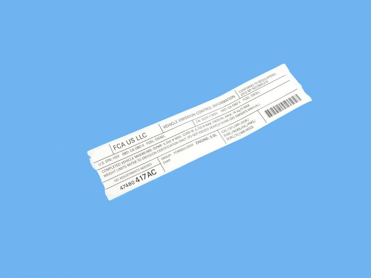VEHICLE EMISSION LABEL