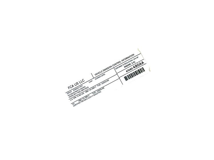 VEHICLE EMISSION LABEL