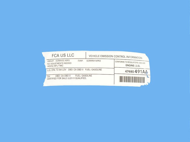 VEHICLE EMISSION LABEL