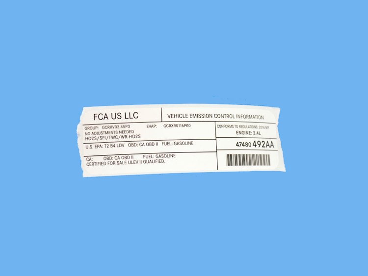 VEHICLE EMISSION LABEL