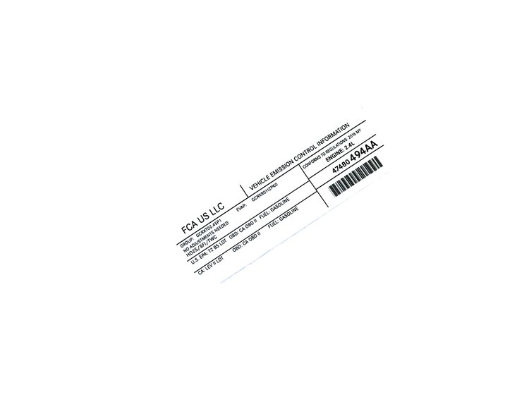 VEHICLE EMISSION LABEL