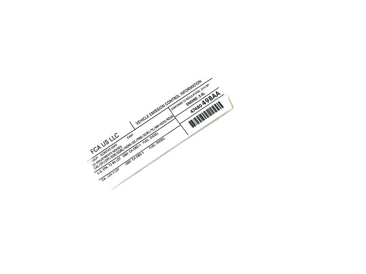 VEHICLE EMISSION LABEL