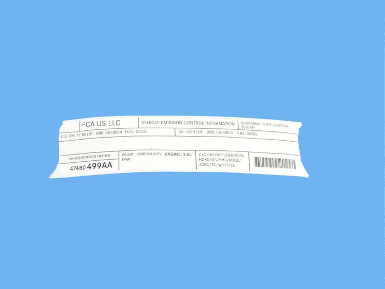 VEHICLE EMISSION LABEL