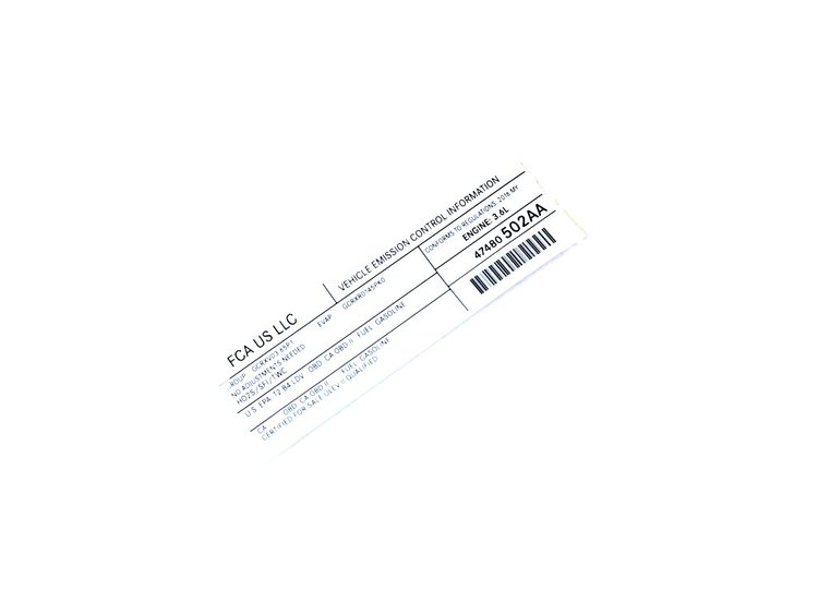 VEHICLE EMISSION LABEL