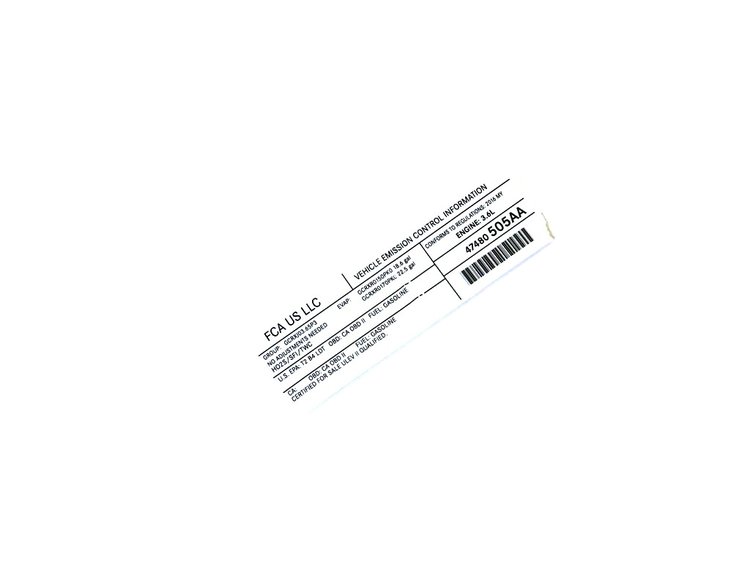 VEHICLE EMISSION LABEL