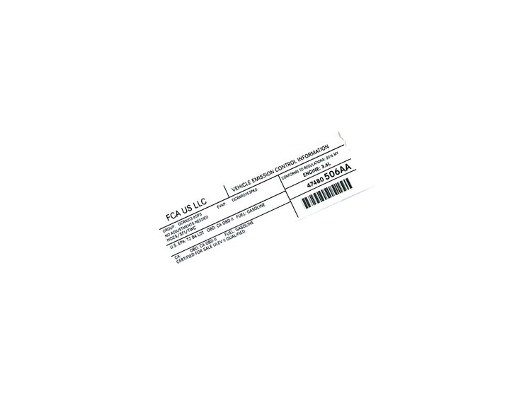 VEHICLE EMISSION LABEL