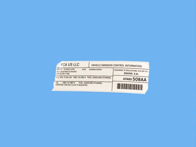 VEHICLE EMISSION LABEL