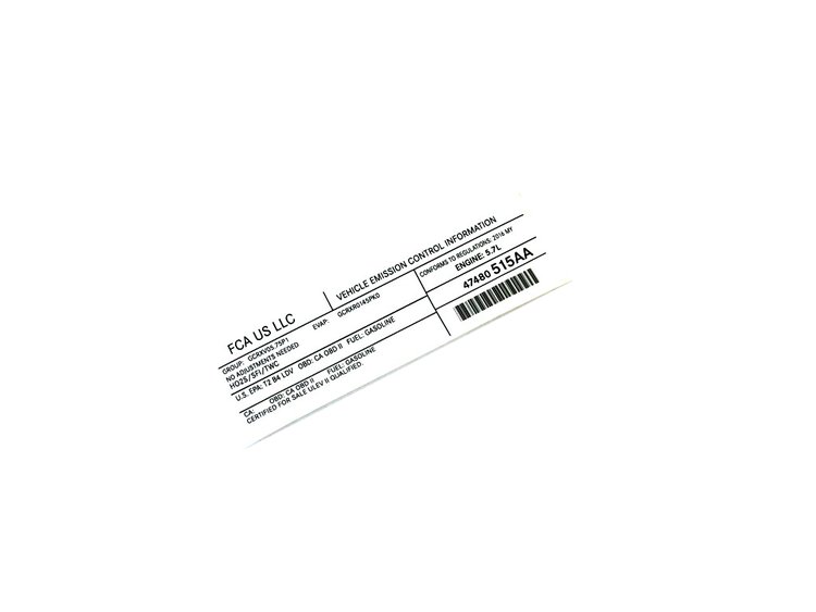 VEHICLE EMISSION LABEL