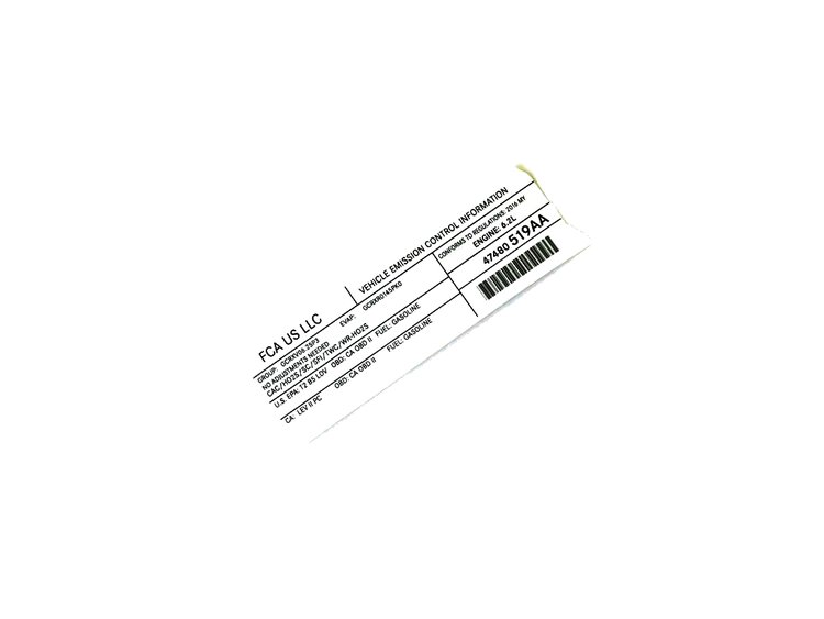 VEHICLE EMISSION LABEL