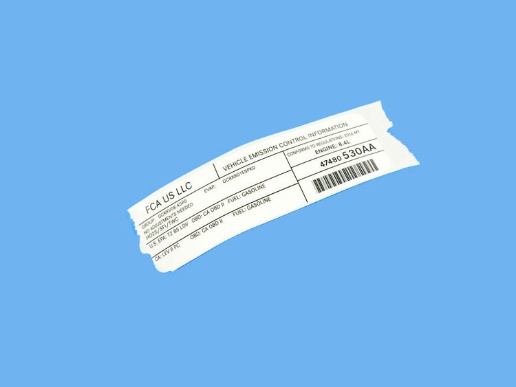 VEHICLE EMISSION LABEL