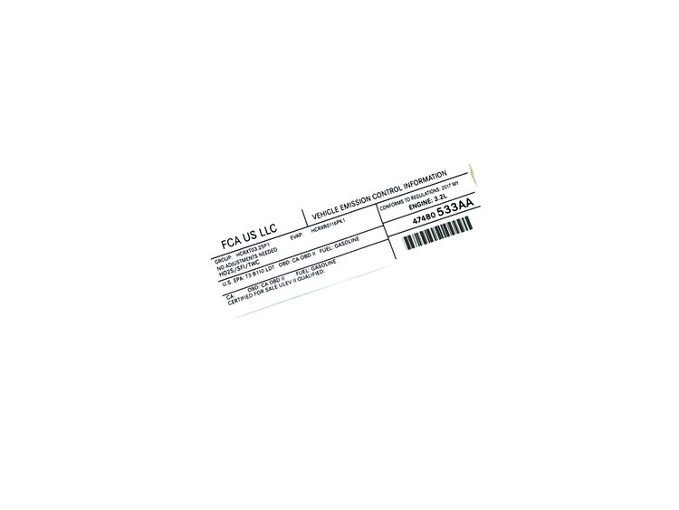 VEHICLE EMISSION LABEL