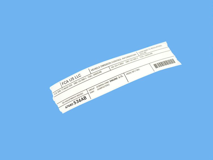 VEHICLE EMISSION LABEL