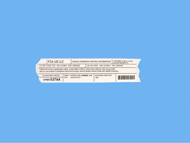 VEHICLE EMISSION LABEL