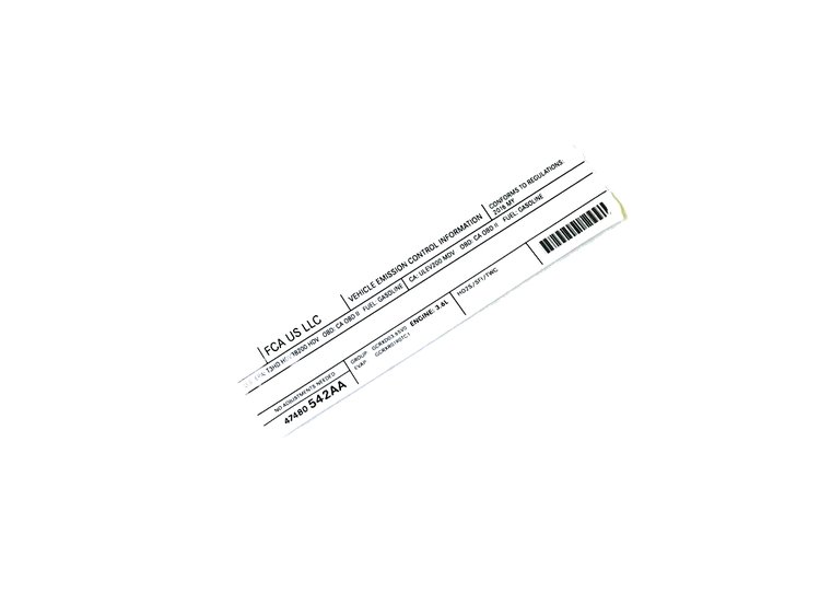 VEHICLE EMISSION LABEL