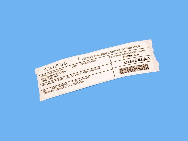 VEHICLE EMISSION LABEL