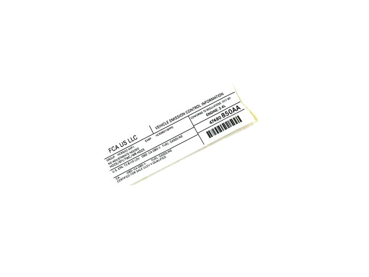 VEHICLE EMISSION LABEL