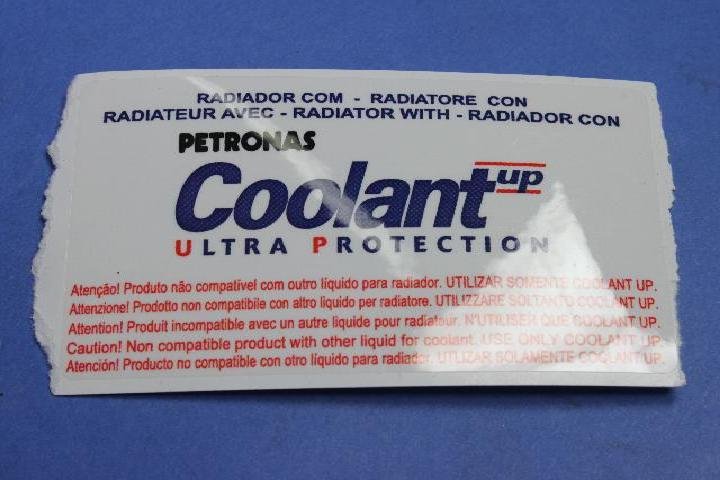 LABEL COOLANT WARNING