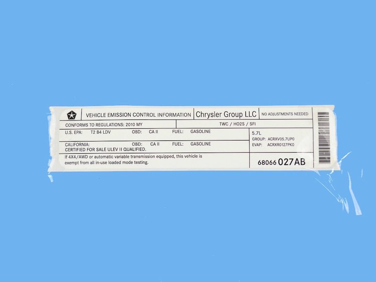 VEHICLE EMISSION LABEL