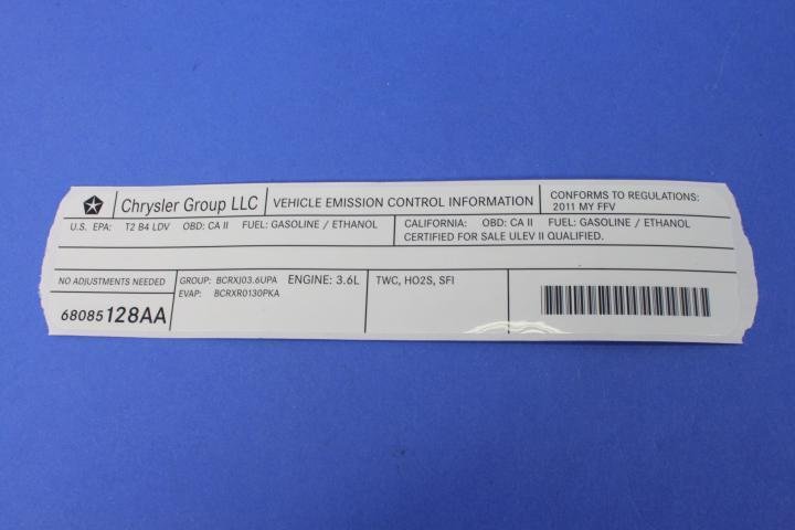 VEHICLE EMISSION LABEL