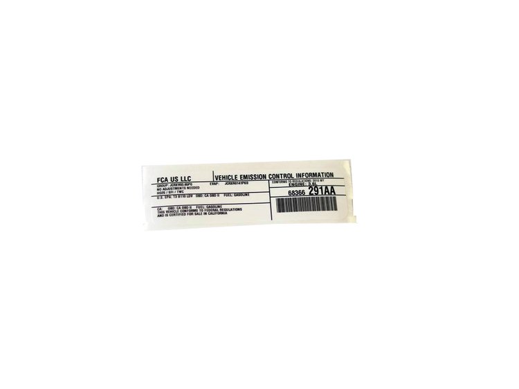 VEHICLE EMISSION LABEL