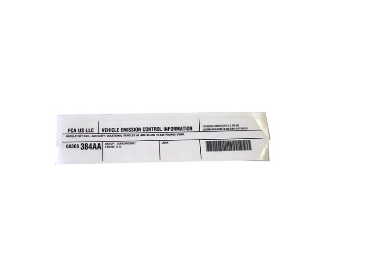VEHICLE EMISSION LABEL