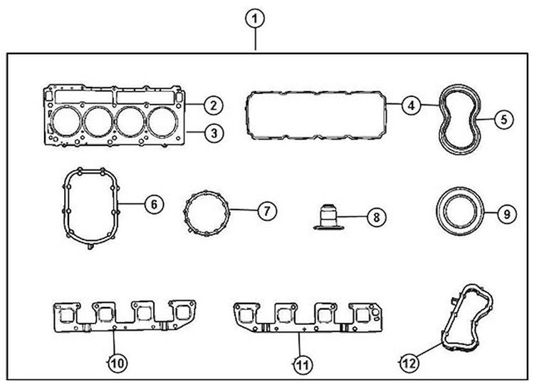 Upper Gasket Set 2009-2014 5.7L Hemi Car/Truck Includes: