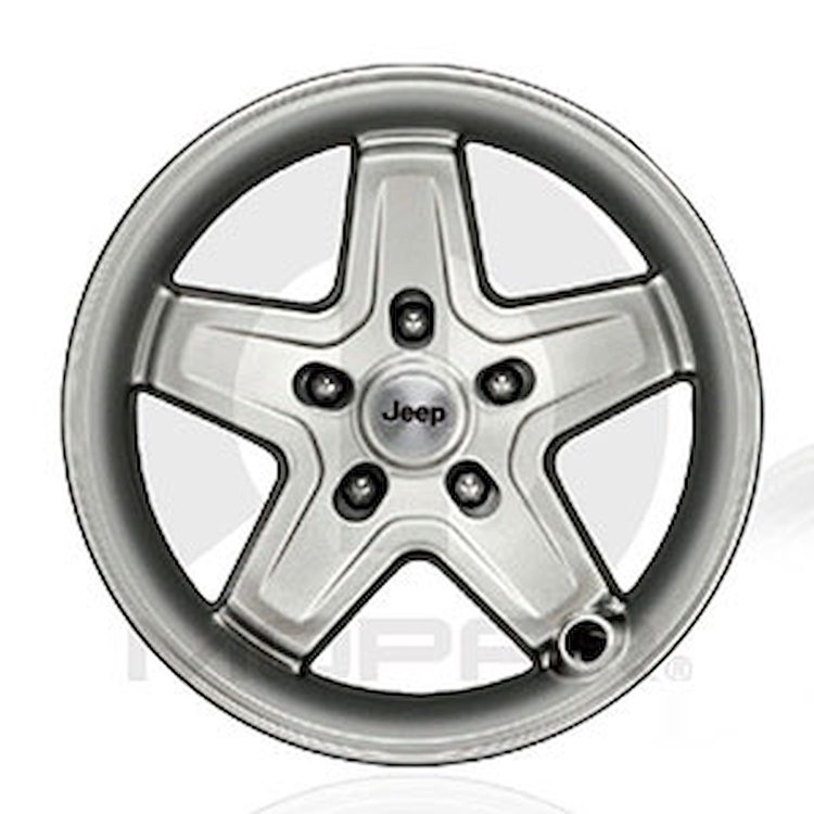 JEEP 17 X 8.5" Classic 5-Spoke Silver, 5x5" bolt pattern