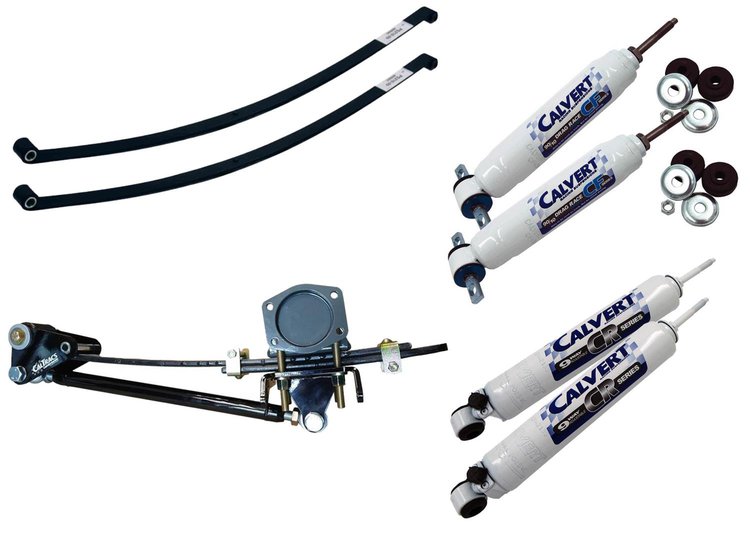 2101 CalTracs Standard Low-Profile Traction Bar Kit for 1955-1957 Chevy Bel Air [1-Hole Pivot Plates]