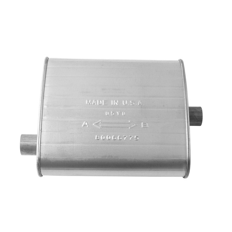 6677 Universal Muffler - MSL Maximum; 1.630 In. Inlet; 1.5 In. Outlet; 12.000 In. Body; 15.000 In. OAL; OE c...