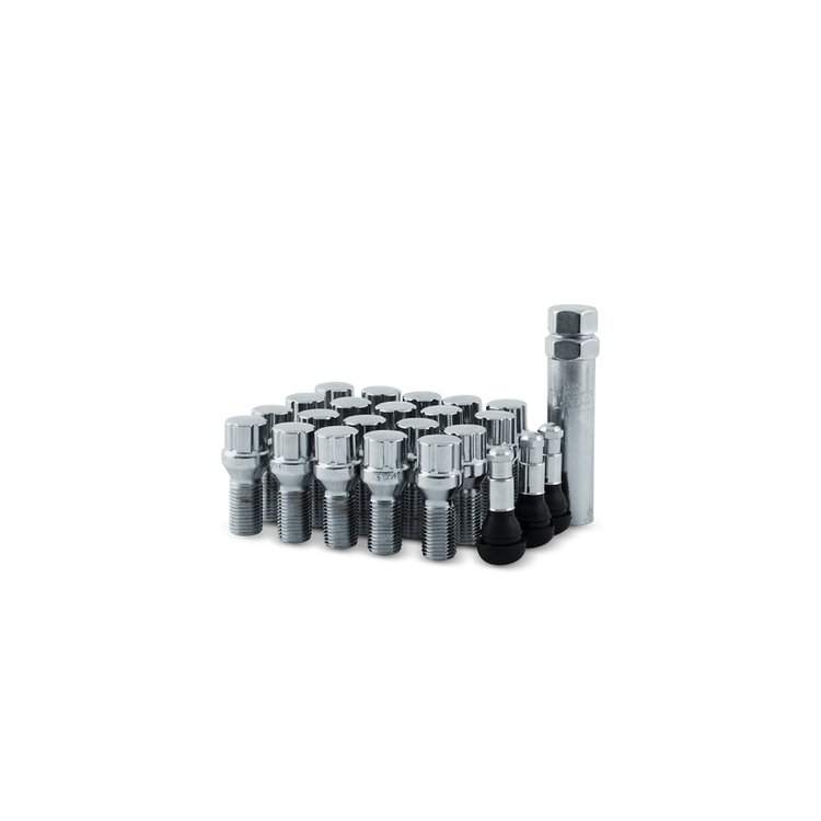 5744BK5 Spline Lug Bolt Install Kit, Chrome 14 mm x 1.50, 27 mm Length [20 Lug Bolts, 1 Key]