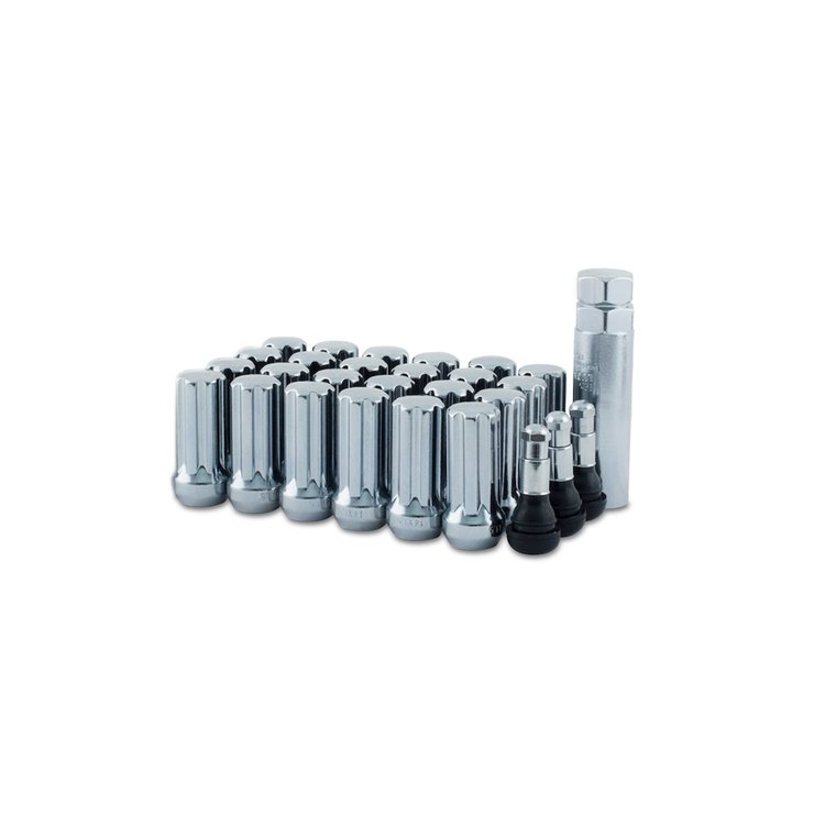 5744LK6 Closed End Chrome 14mm x 1.50 Spline Lug Nut, Long [24-Lug Kit]