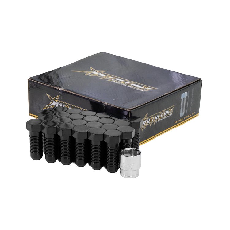 7405K6-BLK Bolt Lugz 6-Lug Hex Bolt Kit, 12 x 1.5 mm, Conical Seat, Black [Set of 24 w/Key]