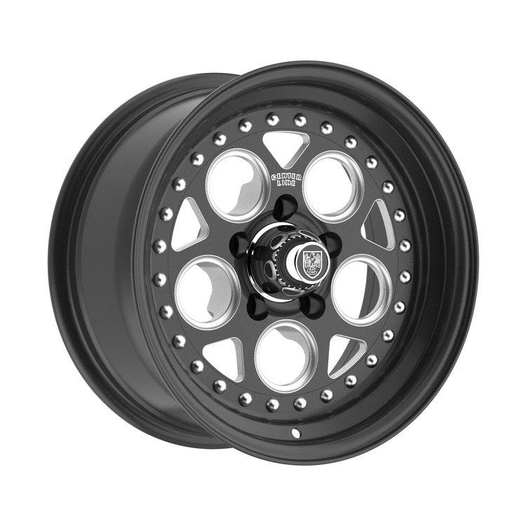 001BM-57065-06 Rev 2.0 Wheel [Wheel Size: 15" x 7"] Satin Black Center with Satin Black Step Lip and Milled Windows