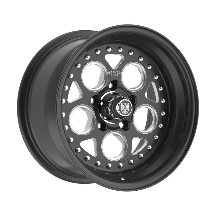 001BM-58065+00 Rev 2.0 Wheel [Wheel Size: 15" x 8"] Satin Black Center with Satin Black Step Lip and Milled Windows