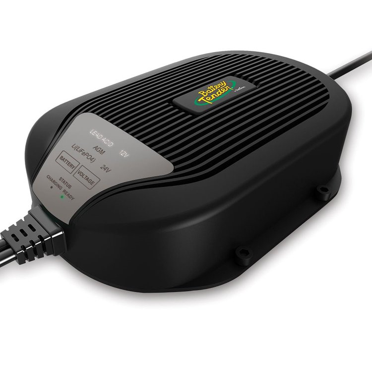 022-0258-DL-WH Weather-Resistant Battery Charger & Maintainer [5 amps@12V/2.5 amps@24V]