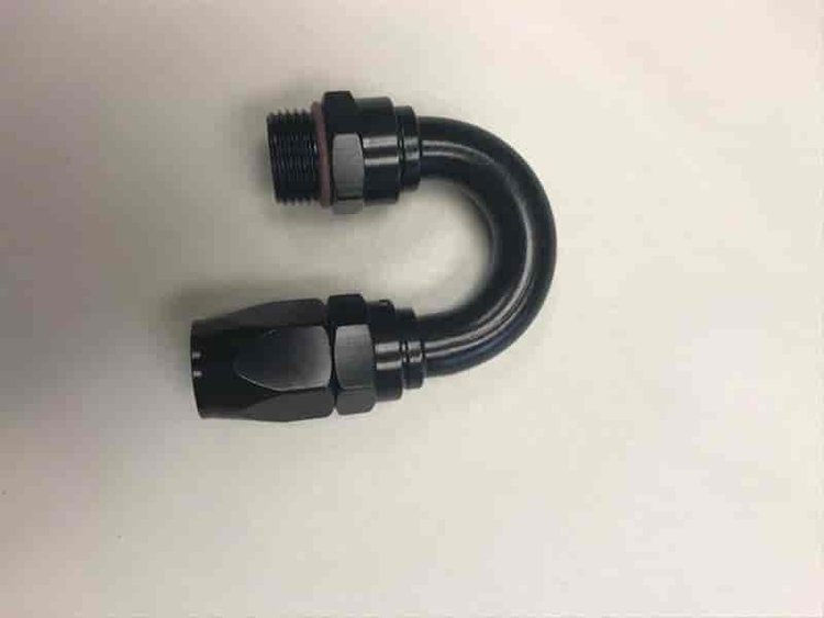 231812-BLRAD AN Fitting [Series 2000 Pro-Flow, -12 AN Hose to -12 AN O-Ring Male Threads, 180 Degree, Black]