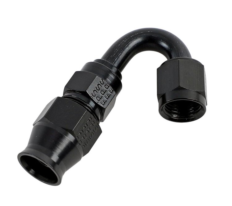 2515008 Hose End [Race-Rite Reusable PTFE, -8 AN Hose to -8 AN Female Threads, 150 Degree, Black]