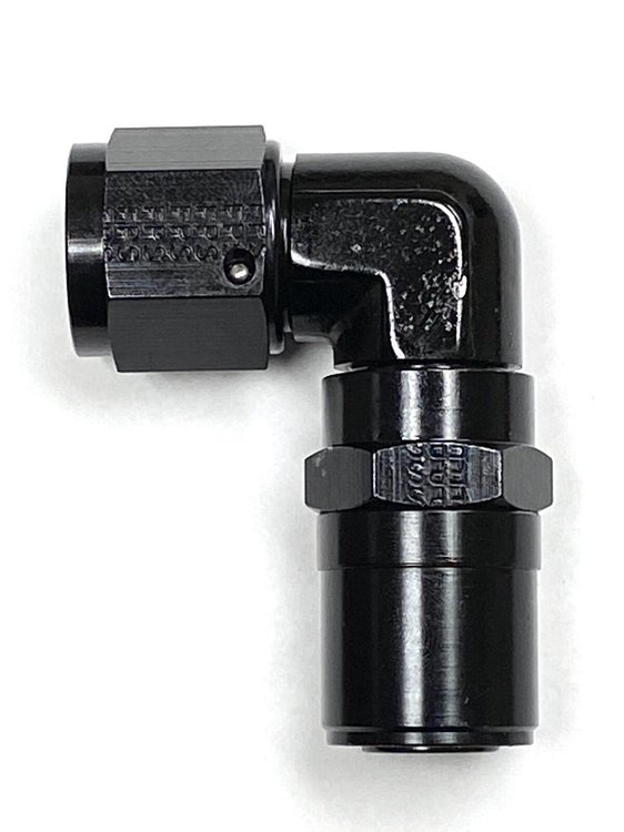2609112 Hose End [Race-Rite, -12 AN Hose to -12 AN Female Threads, 90 Degree, Black]