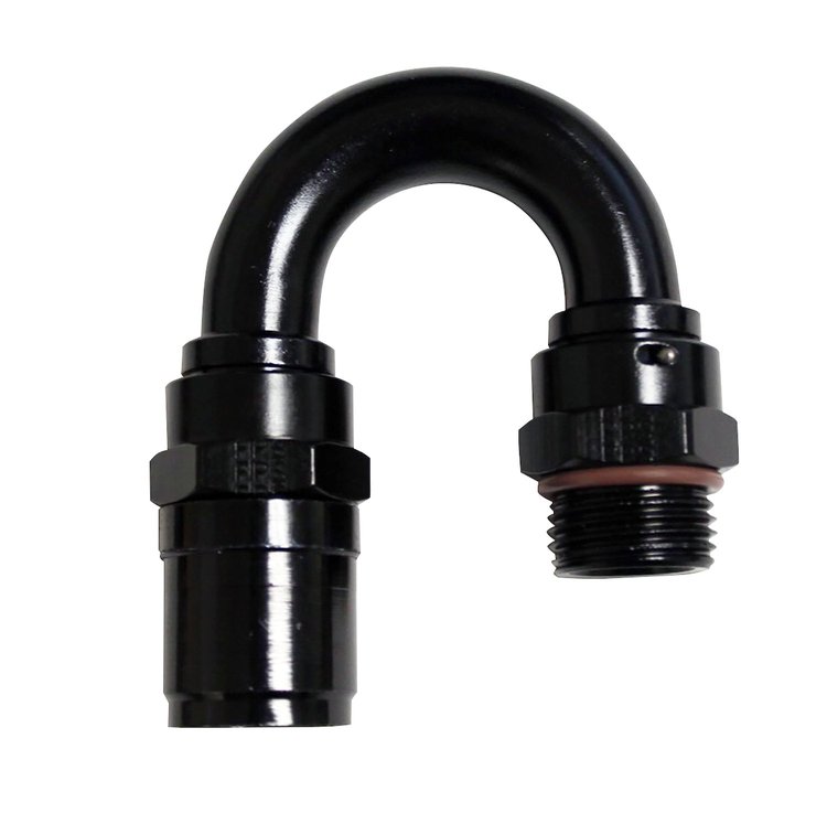 2618012-RAD Hose End [Race-Rite, -12 AN Hose to 1 1/16 in.-12 Male, 180 Degree, Black]