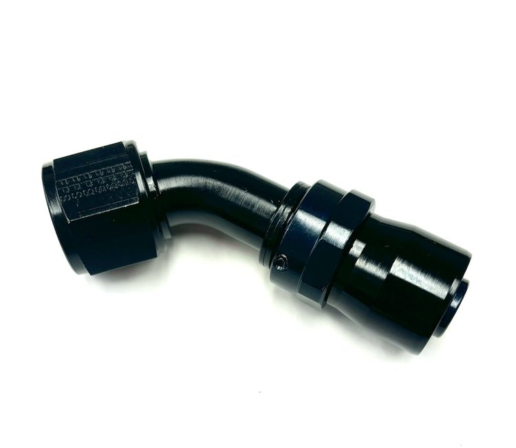 3104512 AN Fitting [Sport-Crimp, -12 AN Hose to -12 AN Female Threads, 45 Degree, Black]