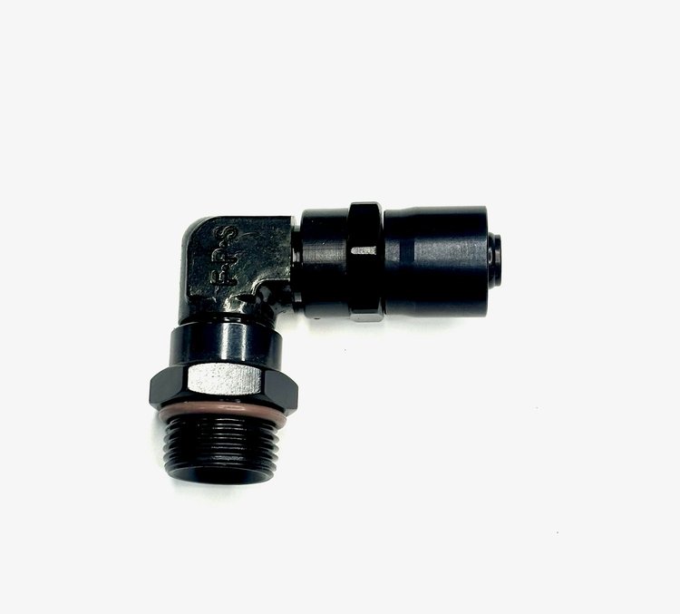 3109709 AN Fitting [Sport-Crimp, -10 AN Hose to 3/4 in.-16 Female Threads, 90 Degree, Black]