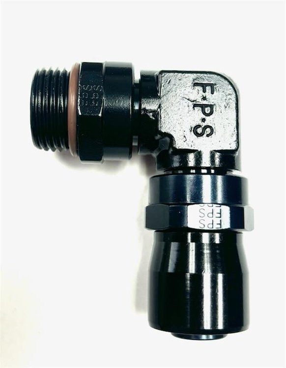 3189014 Hose End [Sport-Crimp, -12 AN Hose to -16 AN Male, 90 Degree, Black]
